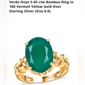 Verde Onyx Bamboo Ring in Gold and Silver Size 6